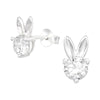 Sterling Silver Cubic Zirconia Bunny Stud Earrings