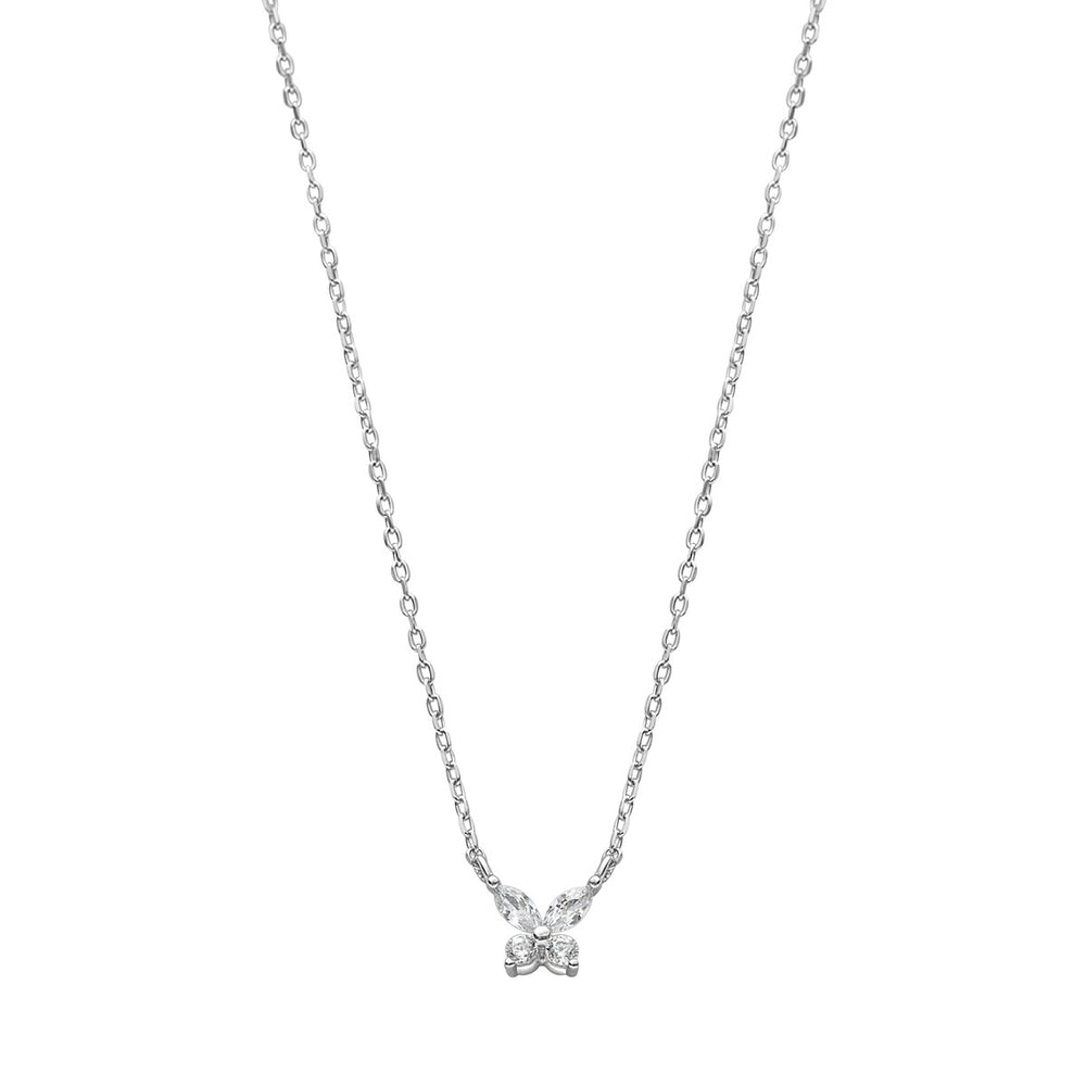 Sterling Silver Cubic Zirconia Butterfly Pendant Necklace