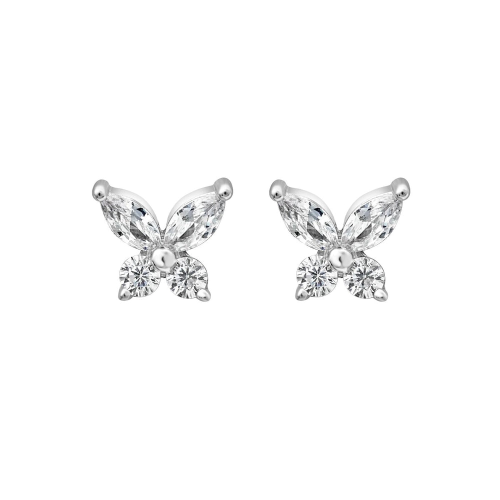 Sterling Silver Cubic Zirconia Butterfly Stud Earrings