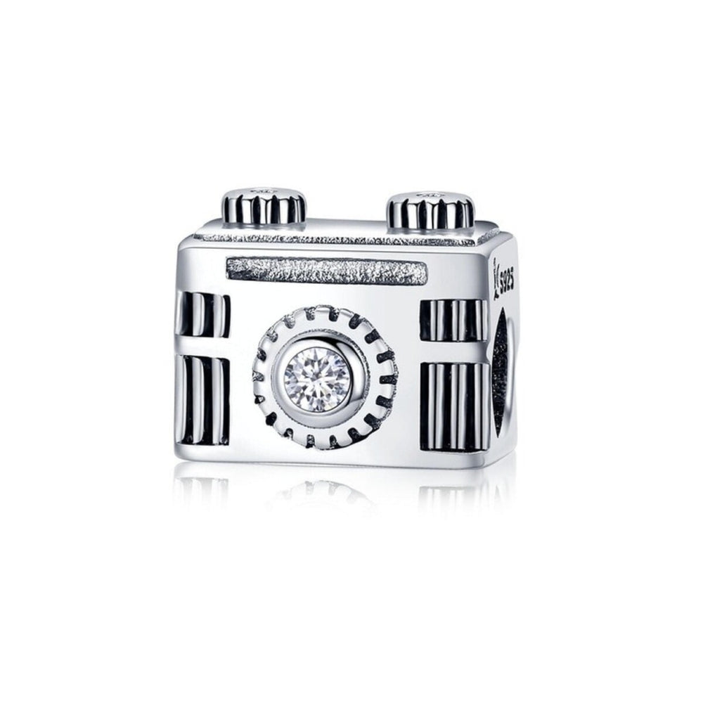 Sterling Silver Cubic Zirconia Camera Charm