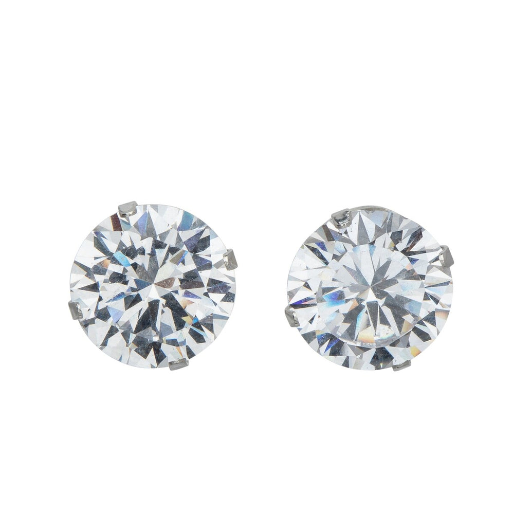 Sterling Silver Cubic Zirconia Circular Stud Earrings