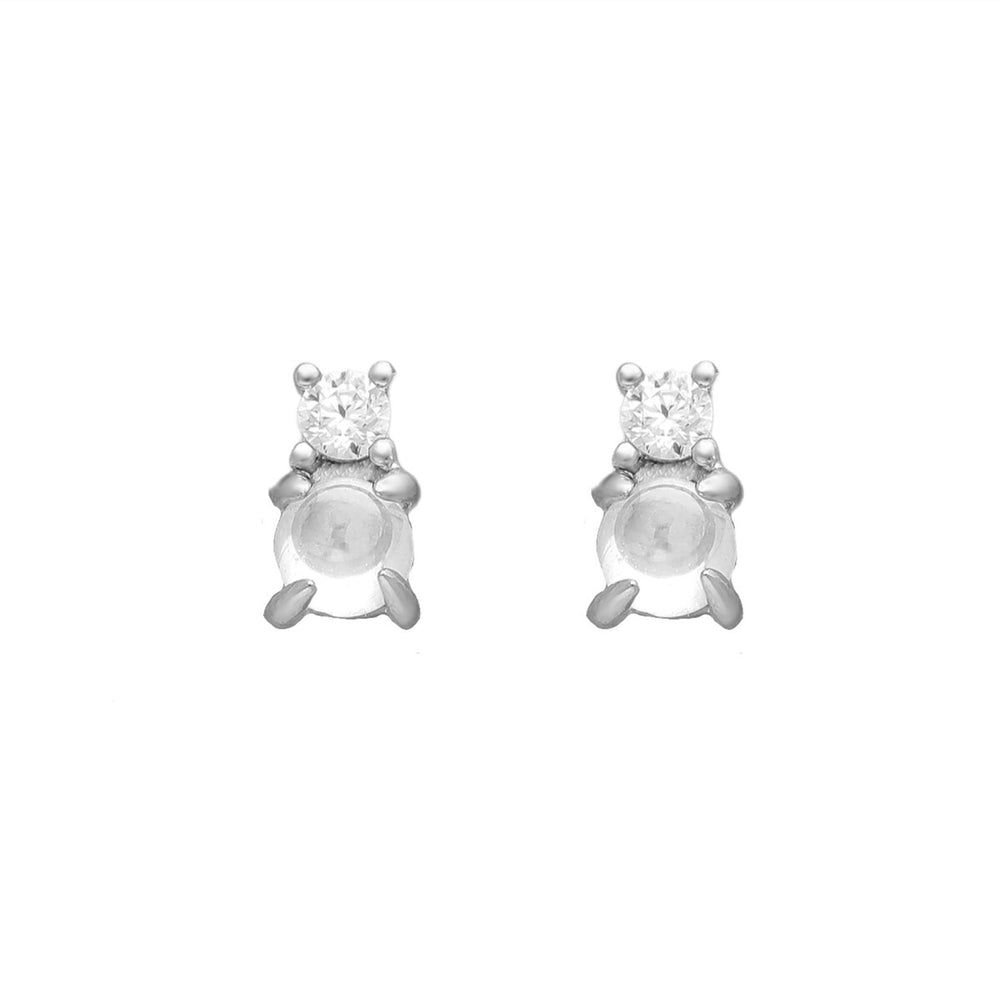 Sterling Silver Cubic Zirconia Circular Stud Earrings