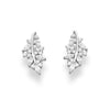 Sterling Silver Cubic Zirconia Clustered Leaf Stud Earrings