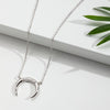 Sterling Silver Cubic Zirconia Crescent Moon Pendant Necklace - White