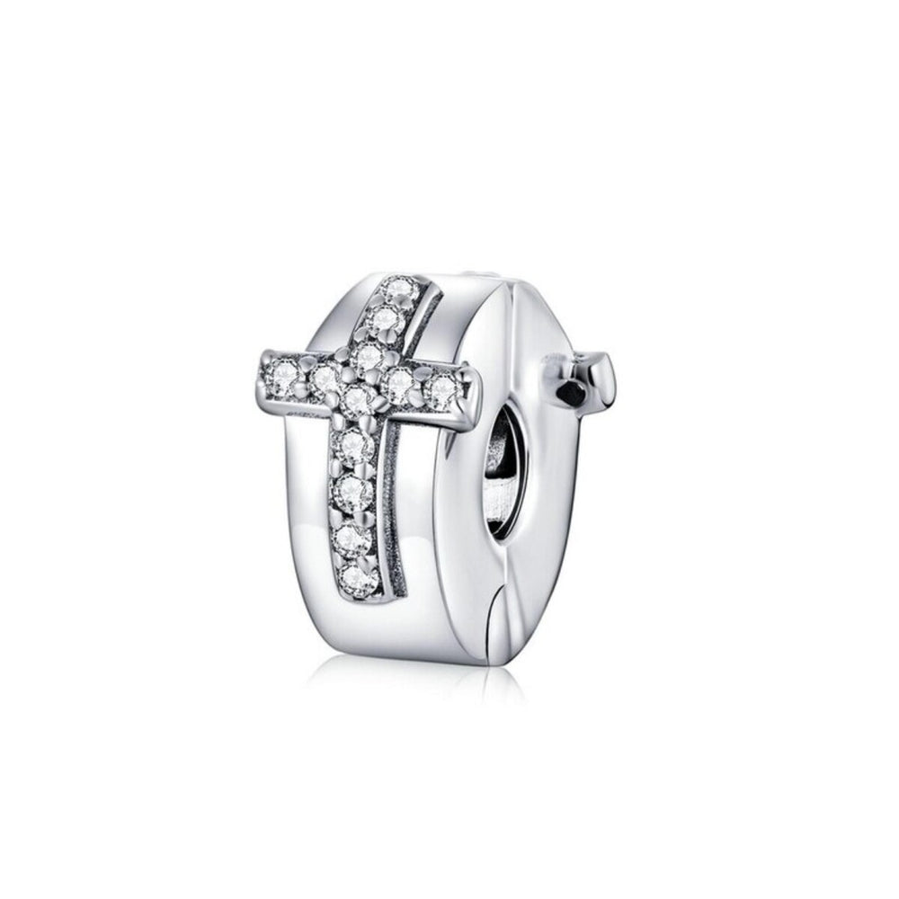 Sterling Silver Cubic Zirconia Cross Charm