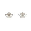 Sterling Silver Cubic Zirconia Dainty Crown Stud Earrings