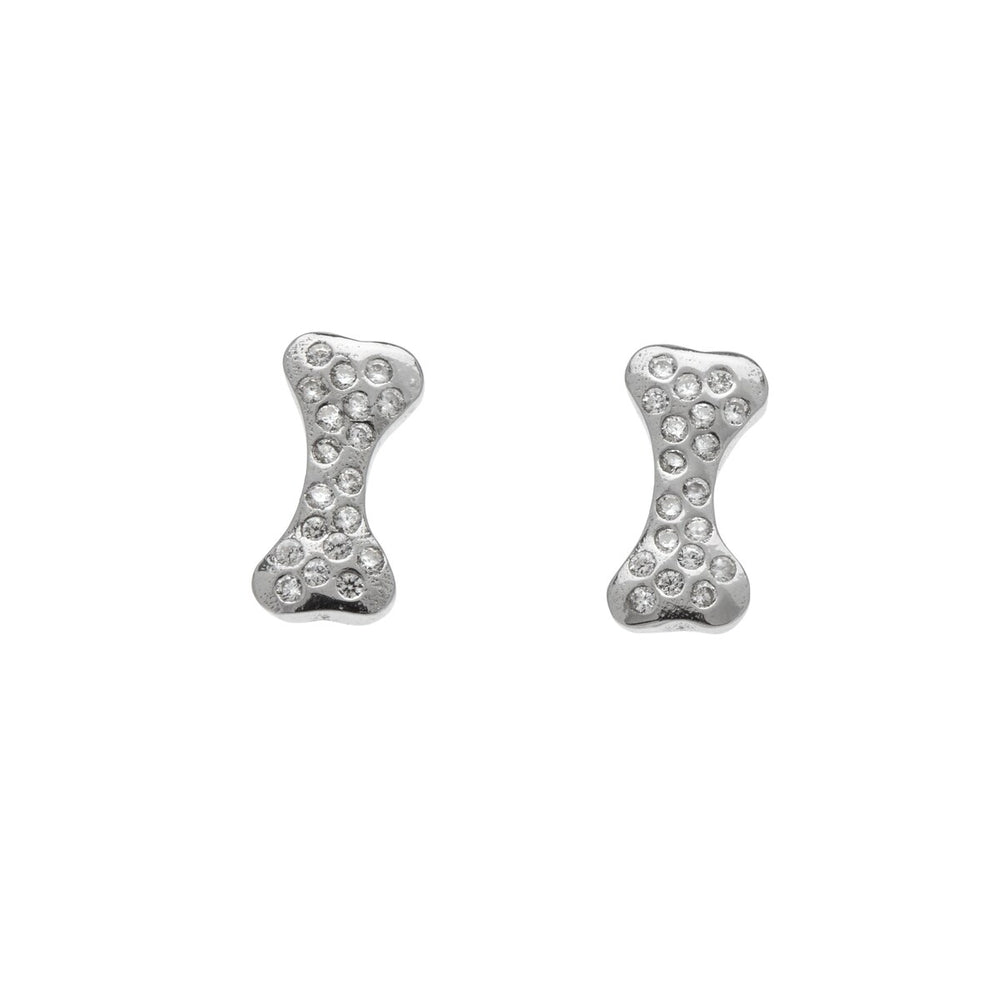 Sterling Silver Cubic Zirconia Dog Bone Stud Earrings