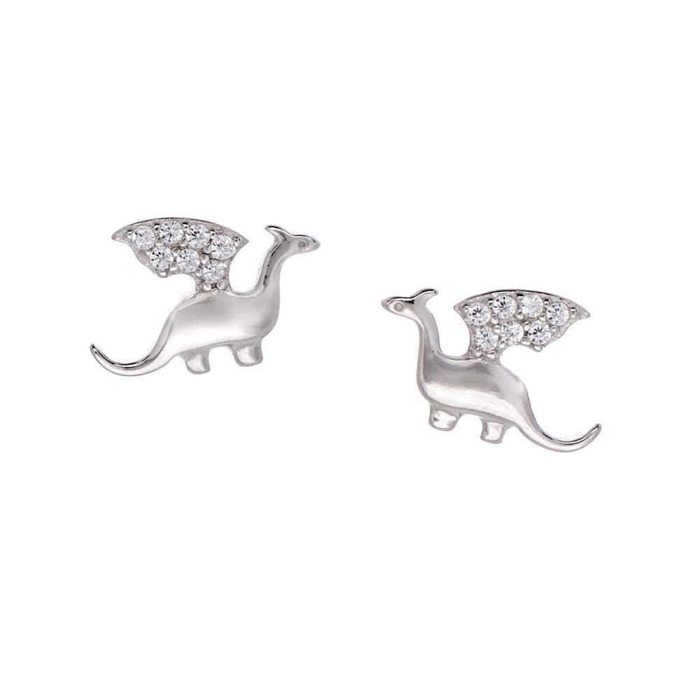 Sterling Silver Cubic Zirconia Dragon Stud Earrings