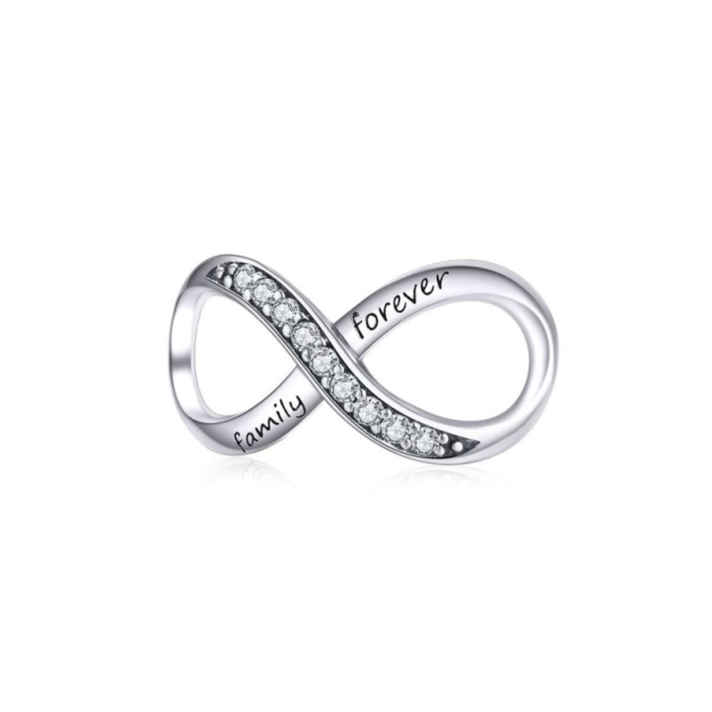 Sterling Silver Cubic Zirconia Family Forever Infinity Charm