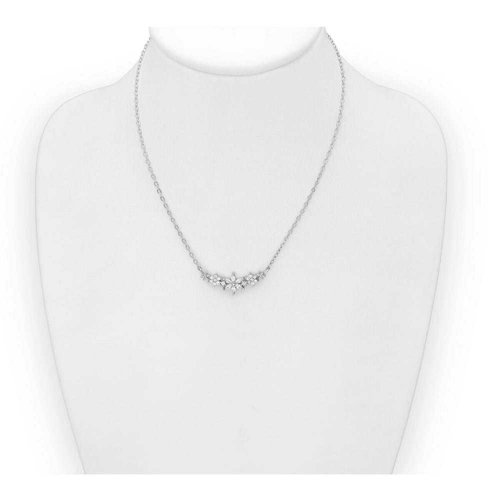 Sterling Silver Cubic Zirconia Floral Necklace