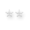 Sterling Silver Cubic Zirconia Flower Stud Earrings