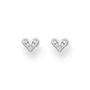 Sterling Silver Cubic Zirconia Heart Stud Earrings