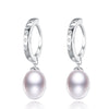 Sterling Silver Cubic Zirconia Huggie Hoop And White Freshwater Pearl Earrings