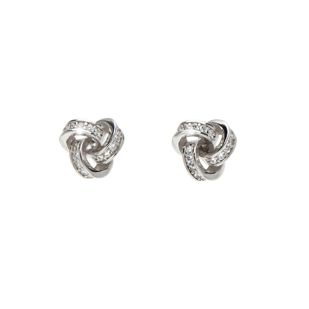 Sterling Silver Cubic Zirconia Knot Stud Earrings