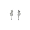 Sterling Silver Cubic Zirconia Leaf Branch Stud Earrings