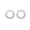 Sterling Silver Cubic Zirconia Marquis Statement Circular Stud Earrings