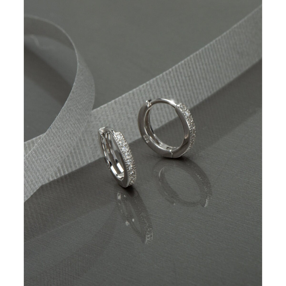 Sterling Silver Cubic Zirconia Mini Huggie Hoop Earrings