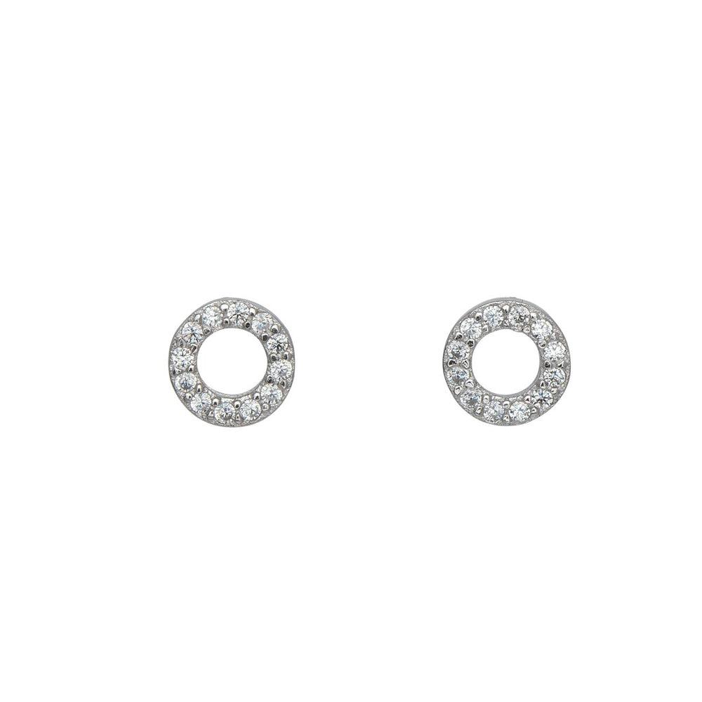 Sterling Silver Cubic Zirconia Open Circle Stud Earrings