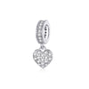 Sterling Silver Cubic Zirconia Pave Heart Hanging Charm