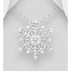 Sterling Silver Cubic Zirconia Snowflake Necklace - White