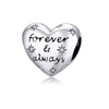 Sterling Silver Cubic Zirconia Stars Forever And Always Heart Charm