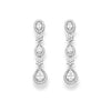 Sterling Silver Cubic Zirconia Teardrop And Floral Elegant Drop Earrings