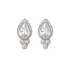 Sterling Silver Cubic Zirconia Teardrop And Triplet Stud Earrings