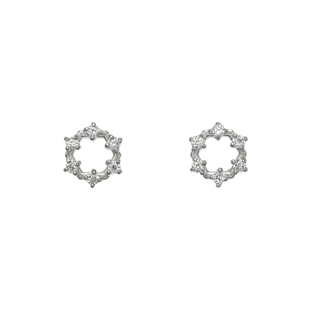 Sterling Silver Cubic Zirconia Wreath Stud Earrings