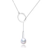 Sterling Silver Cultured Pearl Lariat Necklace - White