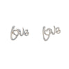 Sterling Silver Cursive Love Stud Earrings