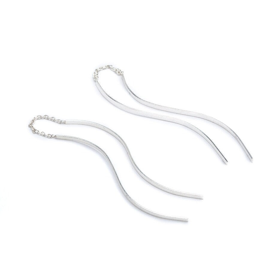 Sterling Silver Curved Dual Sided Threader Earrings