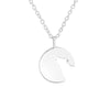 Sterling Silver Cut-out Wolf Round Pendant Necklace - White