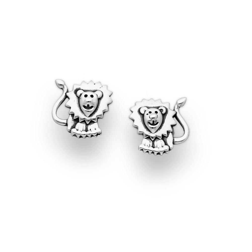 Sterling Silver Cute Lion Stud Earrings