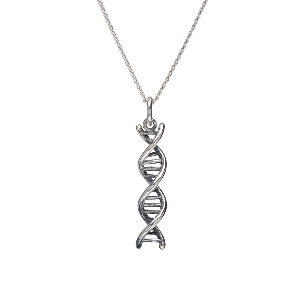 Sterling Silver DNA Strand Pendant Necklace - White