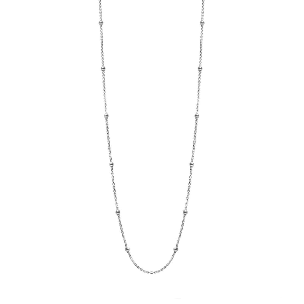 Sterling Silver Dainty Ball Chain Necklace - Ag Sterling - White