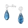 Sterling Silver Dainty CZ Stud with Dark Blue Crystal Drop Earrings