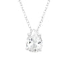 Sterling Silver Dainty CZ Teardrop Pendant Necklace - White