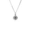 Sterling Silver Dainty Compass Pendant Necklace - White