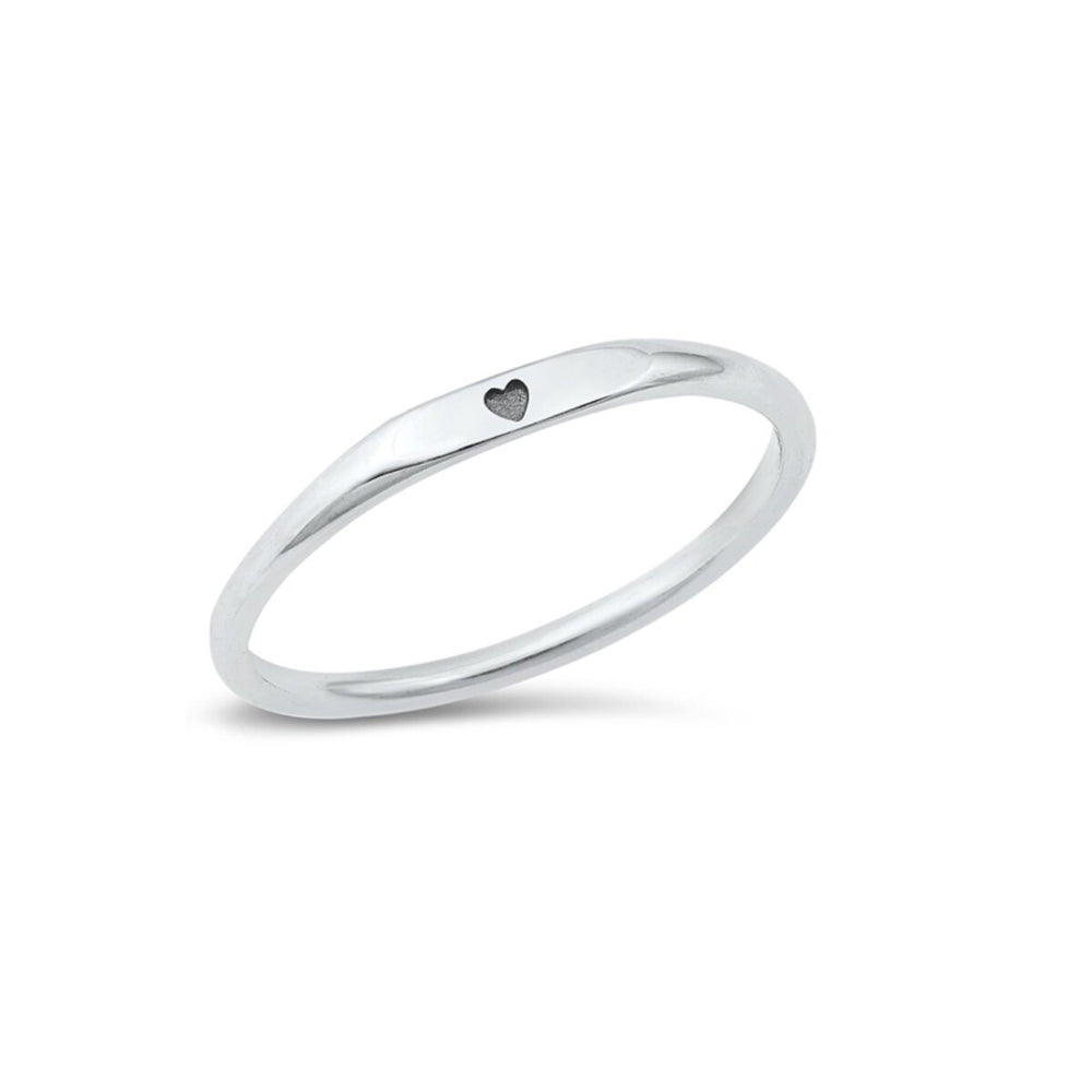 Sterling Silver Dainty Heart Signet Ring