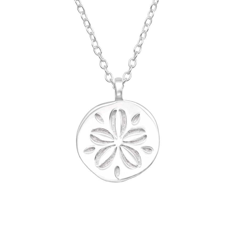 Sterling Silver Dainty Hibiscus Pendant Necklace - Ag Sterling - White