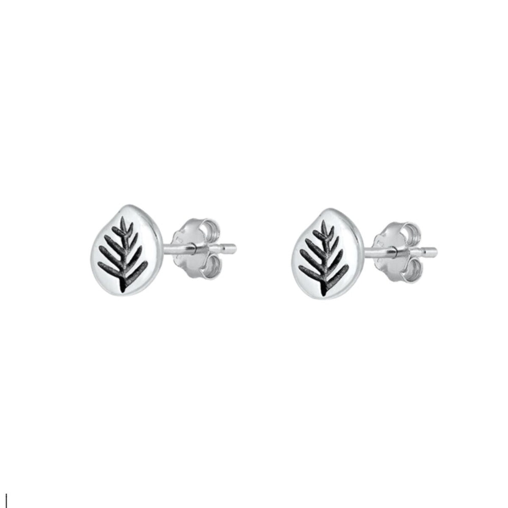 Sterling Silver Dainty Leaf Stud Earrings