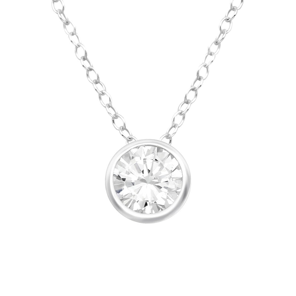 Sterling Silver Dainty Pendant Necklace - White