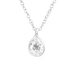 Sterling Silver Dainty Teardrop Necklace - White