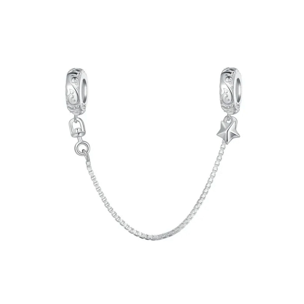 Sterling Silver Dangling Chain Spacer Charm with Star