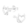 Sterling Silver Devil Heart Stud Earrings