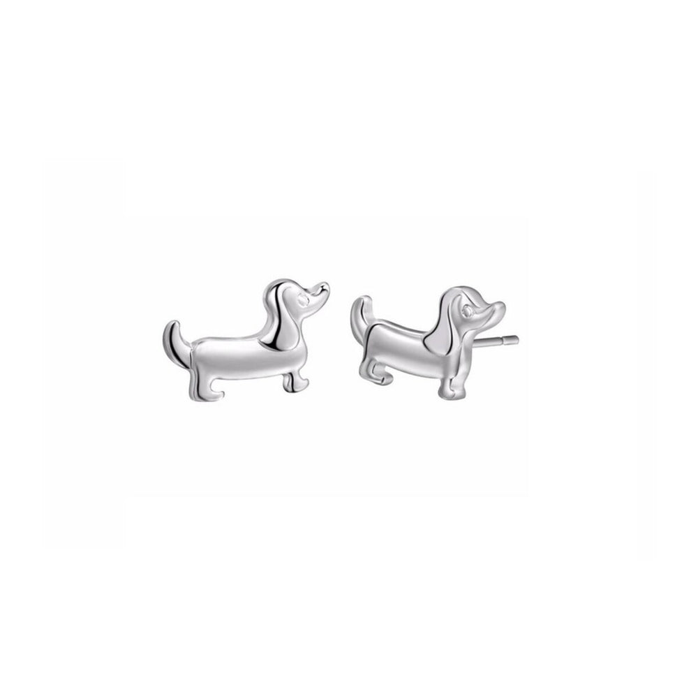 Sterling Silver Dog Stud Earrings