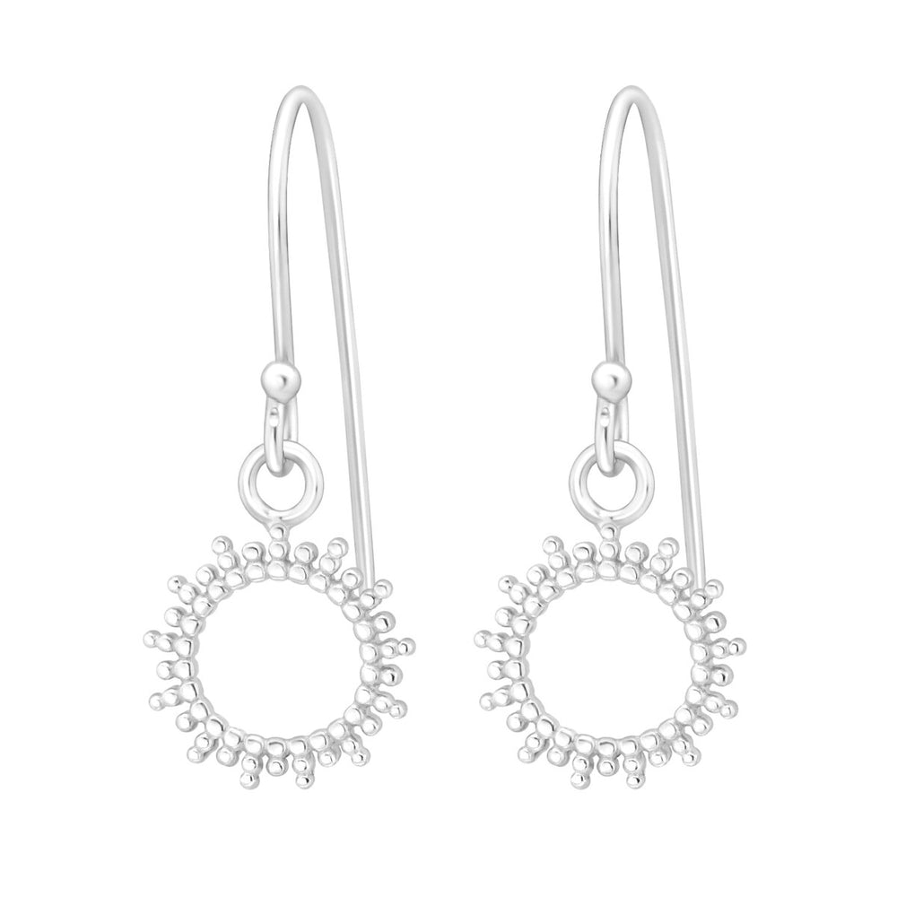 Sterling Silver Dotted Sun Drop Earrings