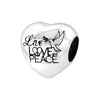 Sterling Silver Dove, Peace Love Heart Charm