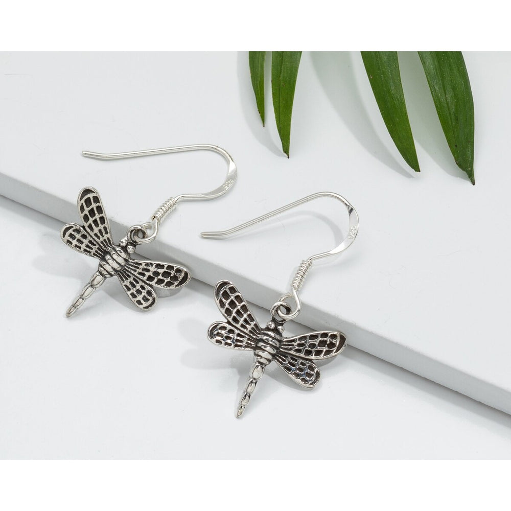 Sterling Silver Dragonfly Drop Earrings