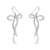 Sterling Silver Earring Big Bow Ribbon 1 Clear CZ Center French Wire